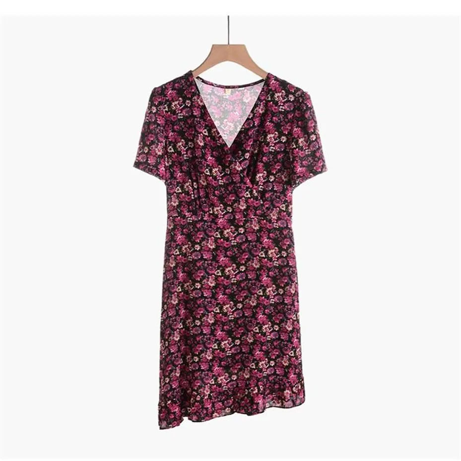 Plus storlek klänningar klänning kvinnor sommaren enkla ditsy blommor löst fluffigt tryck kastar V-ringning kort ärm sundress större XL-5XL276X