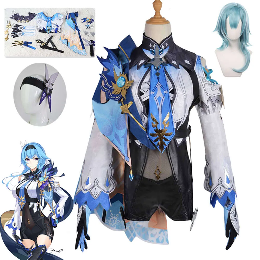 Gioco Genshin Impact Cosplay Eula Lawrence Costume Cosplay Set completo Eula Parrucca Vestiti Costumi di Halloween per Donne Uomini Uniformcosplay