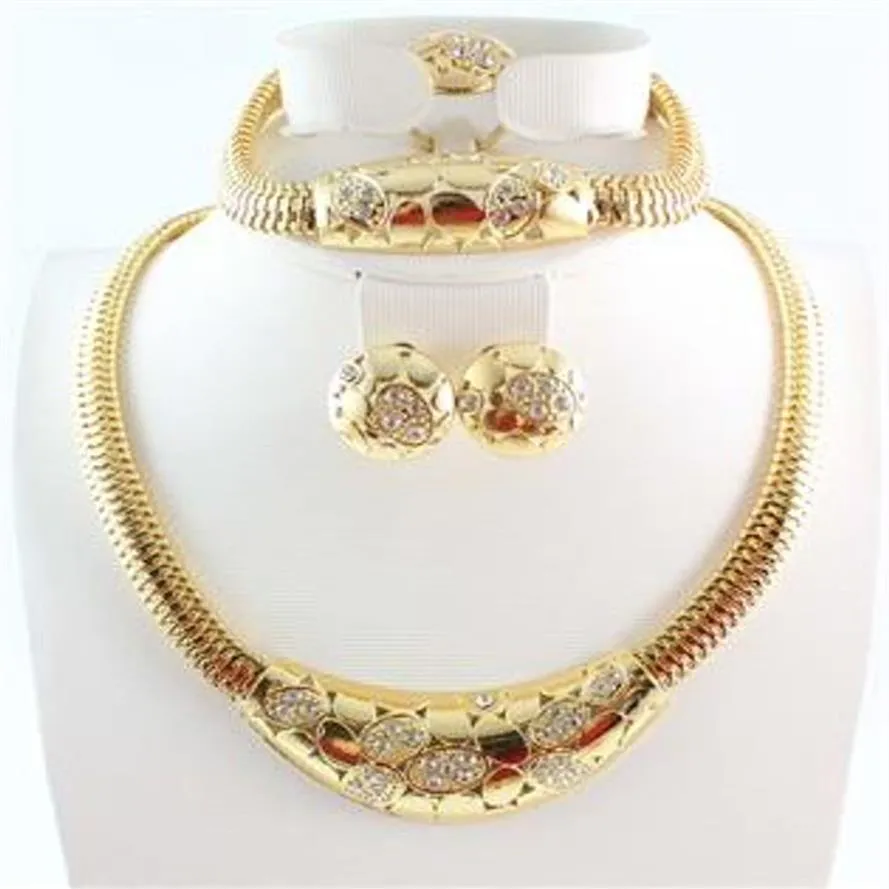 New Design Fashion Necklaces Bracelets Earrings Rings Jewelry Australia Crystal Gold Plated Jewelry Sets208I