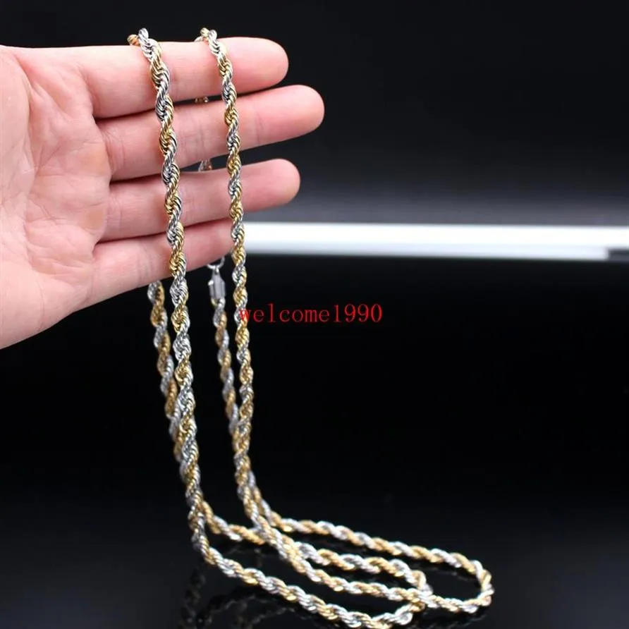 24 inch 5mm 6mm Goud Zilver Rvs ed singapore ketting Touw Ketting Link Kettingen Vrouwen Mannen merk New317r