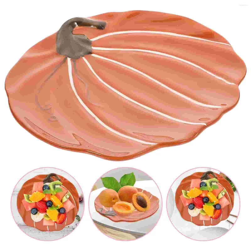 Dinnerware Sets Ceramic Pumpkin Plate Dessert Candy Dish Cake Snack Fruit Halloween Party Tableware