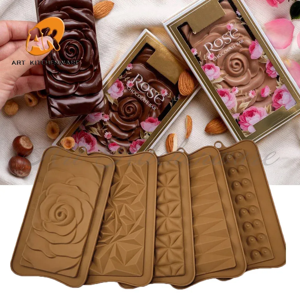 Bakning Mögel Flower Chocolate Mold Cake Silicone Cookie Cupcake Molds Soap Mold Diy Rectangle Square Mold 231017