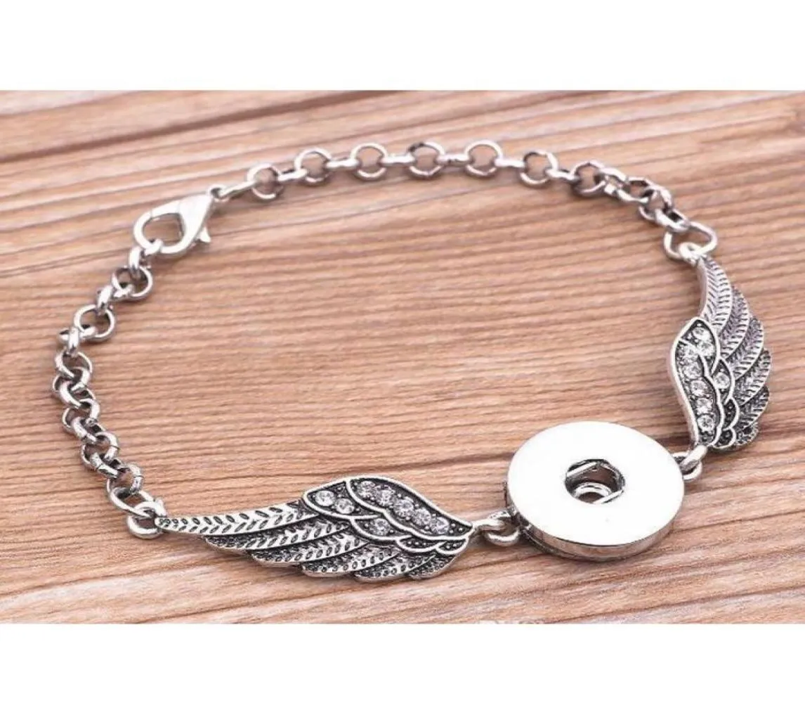 3st Crystal Angel Wings Armband Bangles Antique Silver Diy Ginger Snaps knapp smycken Ny stil armband 4enqd4036523