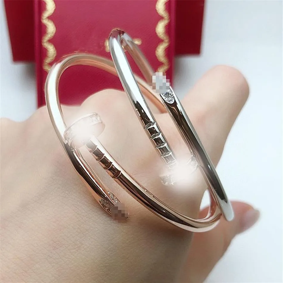 Pulsera de uñas amantes de las mujeres brazalete de acero inoxidable diseñador de lujo pareja uñas abiertas brazalete encanto joyería de moda regalos para mujer 187T