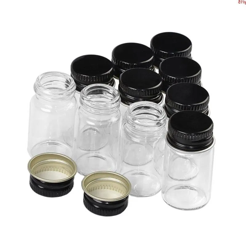 22*50*14mm 10ml Glass Bottles Aluminium Screw Cap Casquette Transparent Empty Jars Gift 100pcsgood qty Mihin