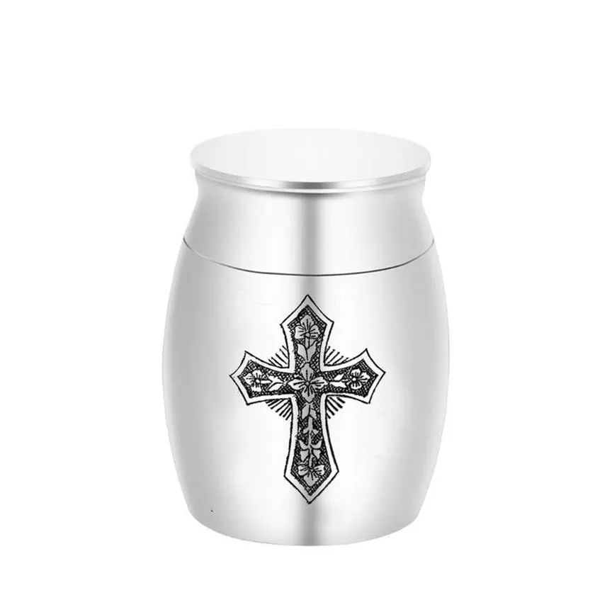 Kleine aandenken urnen voor menselijke as mini crematie urn voor as aluminium kruis gedenkteken as houder 30 x 40mm2056