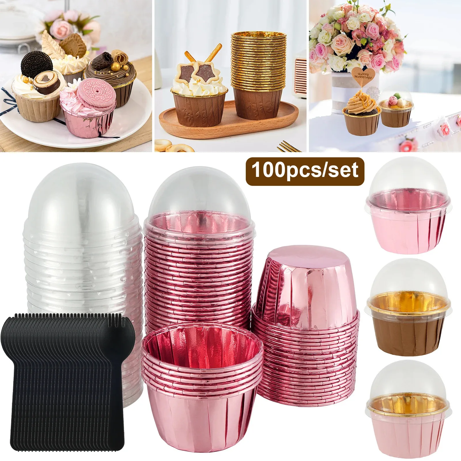 Baking Moulds 100Pcs Aluminum Foil Cupcake Liner Mini Cups Heat Resistant Small Muffin Pie Dessert Container Home Party Cake Supplies 231018