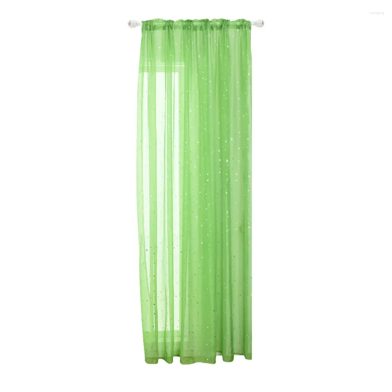 Rideau Voile Fenêtre Romantique Paillettes Tulle Traitements Rideaux Et Rideaux Pour Enfants Chambre Salon-100x200CM-Vert