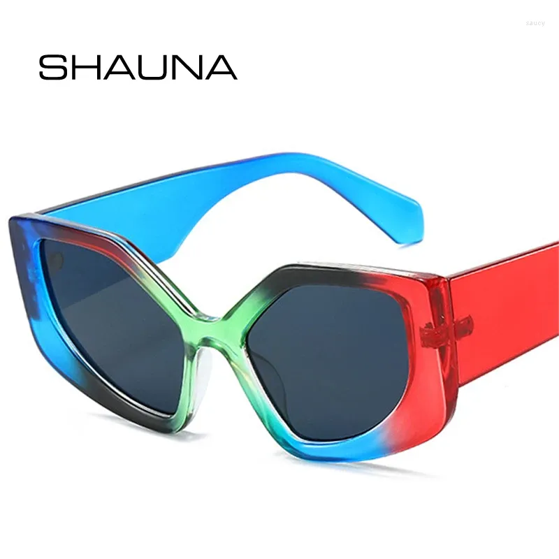 Occhiali da sole SHAUNA Polygon Cat Eye Donna Sfumature colorate UV400 Occhiali da sole da uomo di tendenza retrò