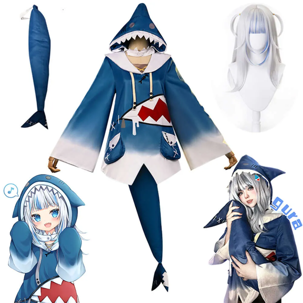 Anime Kostuums Hololive Gawr Gura Cosplay Kostuum ENG Haai Kostuum Deguisement Meisje Leuke Haai voor Vrouwen Halloweencosplay