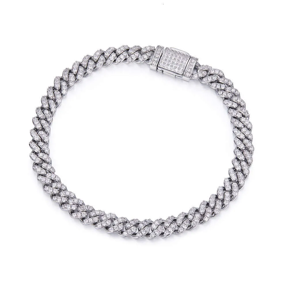 Hot selling fine jewelry 10 mm 925 silver jewelry bracelet silver bracelet 925 sterling moissanite cuban bracelet