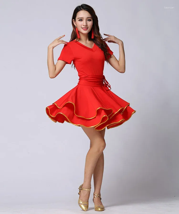 Scene Wear Women Dance Ballroom Dress Samba kostym Sexiga festklänningar ren nät stretchig enstycke latin ros