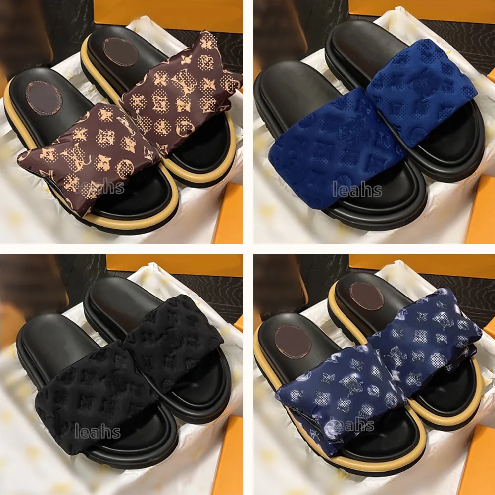 Luxury Embossed Slippers Comfortable Flat Mules Pumpkin Print Slip on Beach Slides Designer Brand Women s Slippers Size 35 45