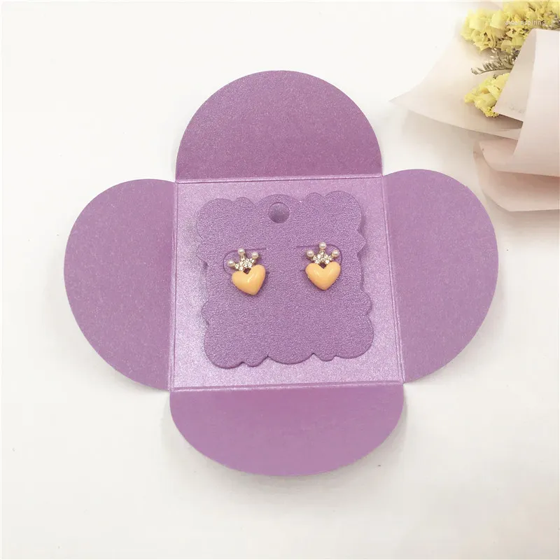 Jewelry Pouches Flower Bud Various Colors Earring Cards Eardrop Display Package Supply Bag Box Fashionable Small Size Paper Card 12Sets