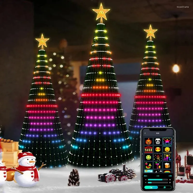 Cuerdas 1.5 / 2.1M DIY Aplicación Smart Christmas Tree Star String Light Dreamcolor Control RGB Cascada Garland