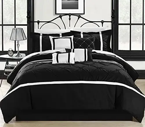 Conjuntos de cama Vermont White 8 Pc Comforter Set King Black 231018