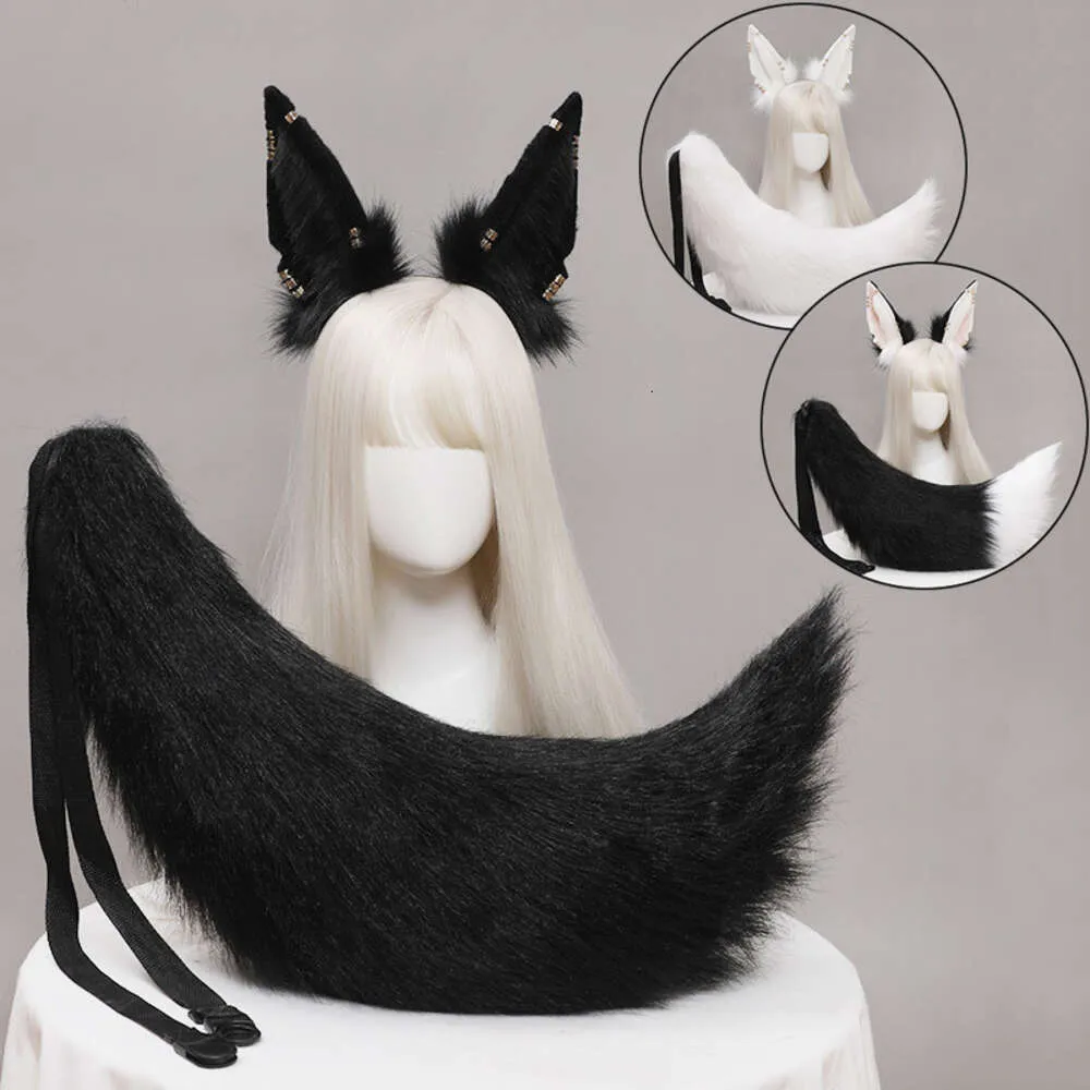 Halloween de pelúcia jackal orelhas de gato e cauda cosplay lolita bandana raposa jackal gato cauda orelhas animais headwear kawaii acessórioscosplay