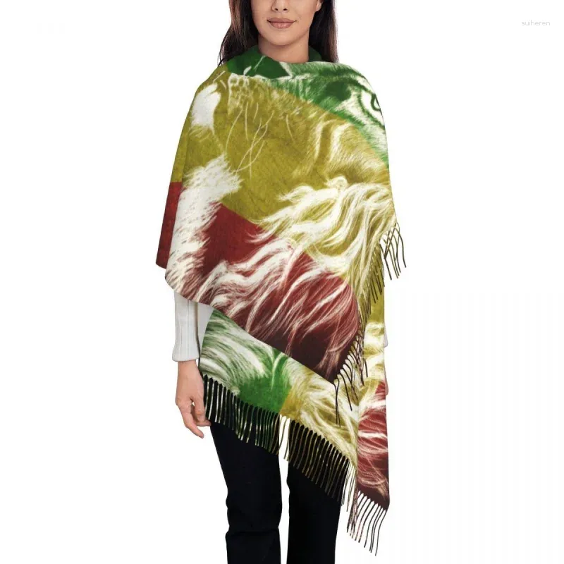 Vêtements ethniques Roi de Juda Rastafarian Rasta Lion Écharpe Wrap Long Hiver Automne Chaud Gland Châle Unisexe Jamaïque Drapeau Jamaïcain Fier