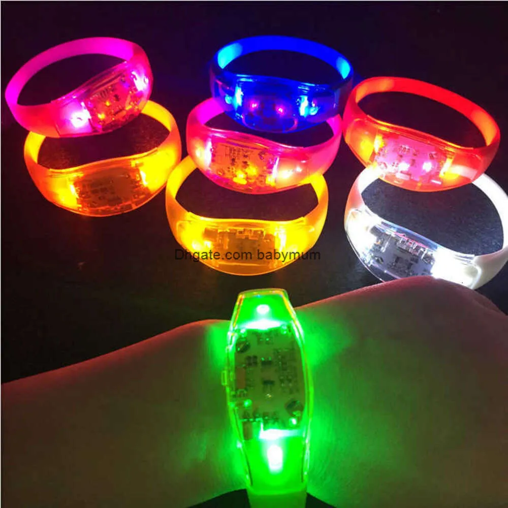 Led toy 7 Color Sound Control Flashing Bracelet Light Up Bangle Wristband Music Activated Night light Club Activity Party Bars Disco Cheer