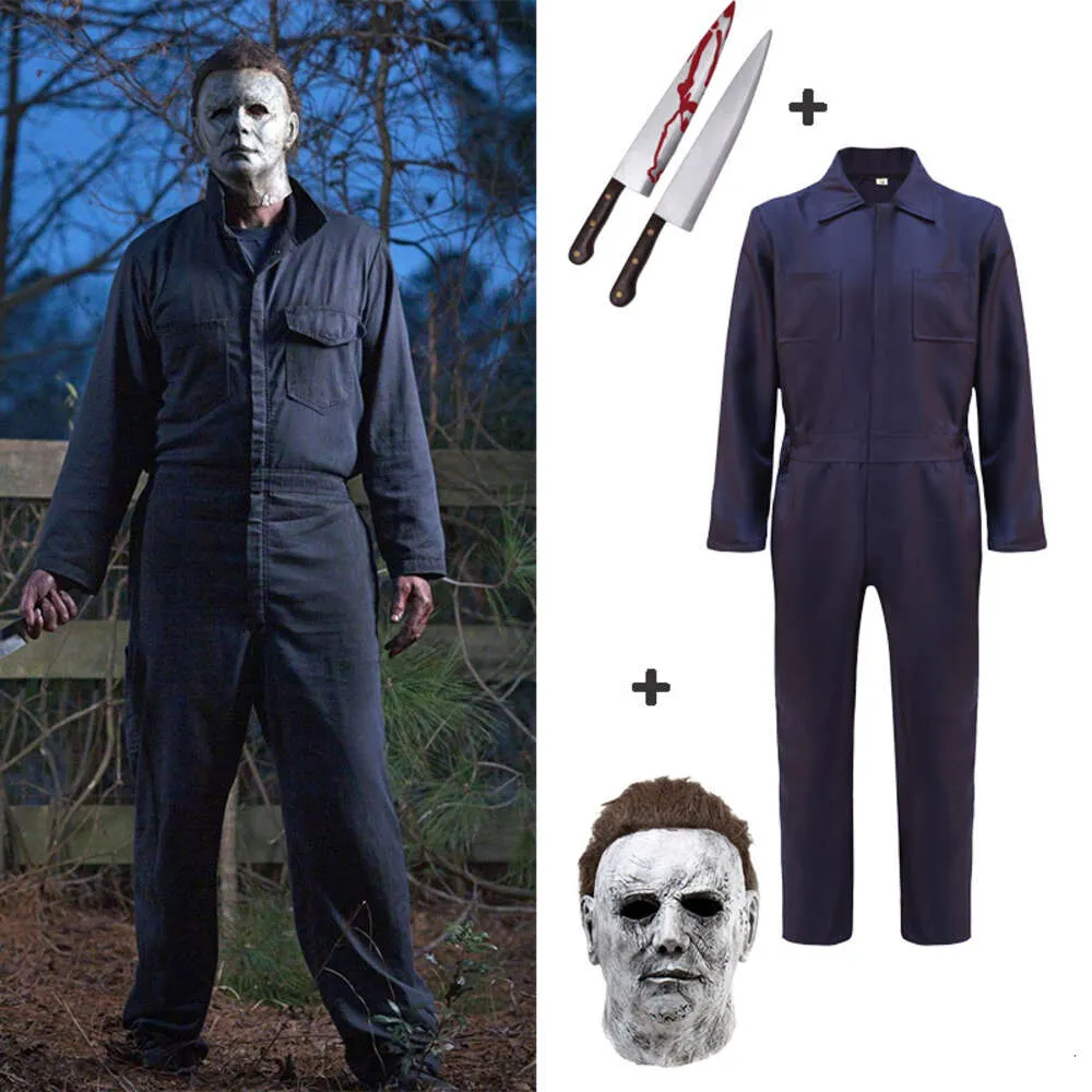 Michael Myers Cosplay Costume Jumpsuits Man Bleach Halloween Costume Outfits Bodysuit Mask Knife Halloween Carnival Party Suitcosplay