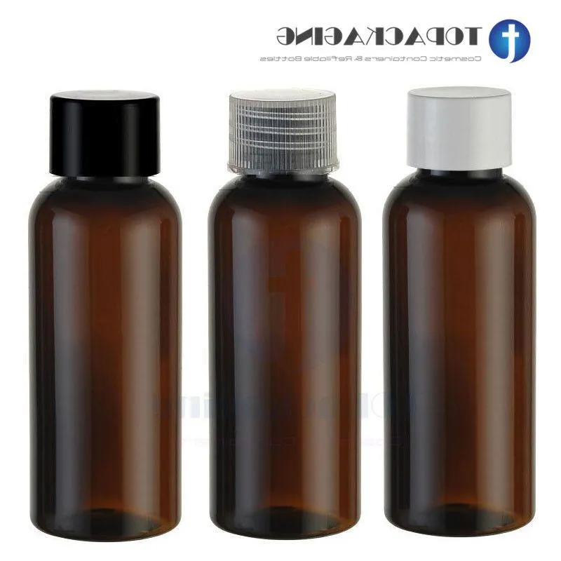 Bottiglia con tappo a vite 30PCS / LOT-50ML, contenitore cosmetico in plastica ambrata, sub-imbottigliamento di olio essenziale campione, bottiglia di shampoo vuota Wfoqh