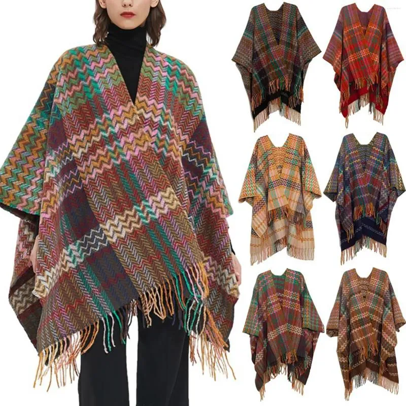 Scarves Women's Checked Sleeve Cuffs National Su Split Shawl Cotton Shawls For Women Lightweight