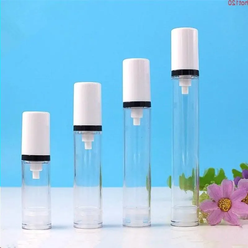 24 x 5 ml 10 ml 12 ml 15 ml Draagbare transparante vacuüm airless parfumfles met zwarte Srpayer hervulbare doorzichtige bottlegood Kvaee