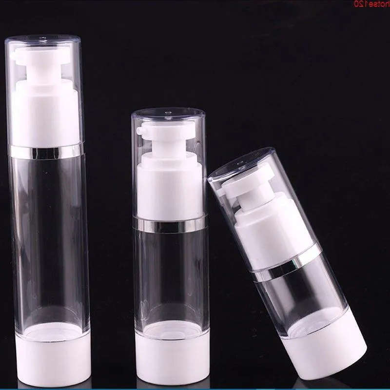 15 ml 30 ml 50 ml Reizen Plastic Transparant Mini Vacuümpompschip Zilveren Lijn Lege Hervulbare Flessen Draagbare Airless Bottlegoods Rwjvu