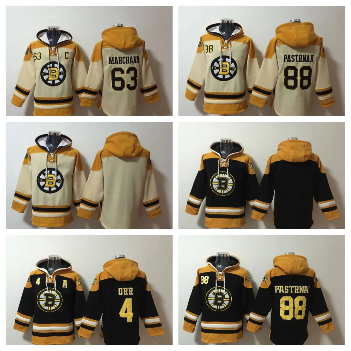 Mens Brad Marchand #88 David Pastrnak Hoodie Bobby Orr Hockey Hoodies Ed Sweatshirts