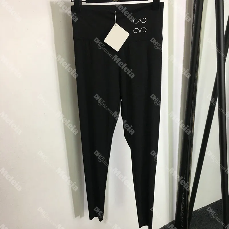 Leggings a vita alta con ricamo Pantaloni sportivi a vita elastica da donna Leggings neri per donna