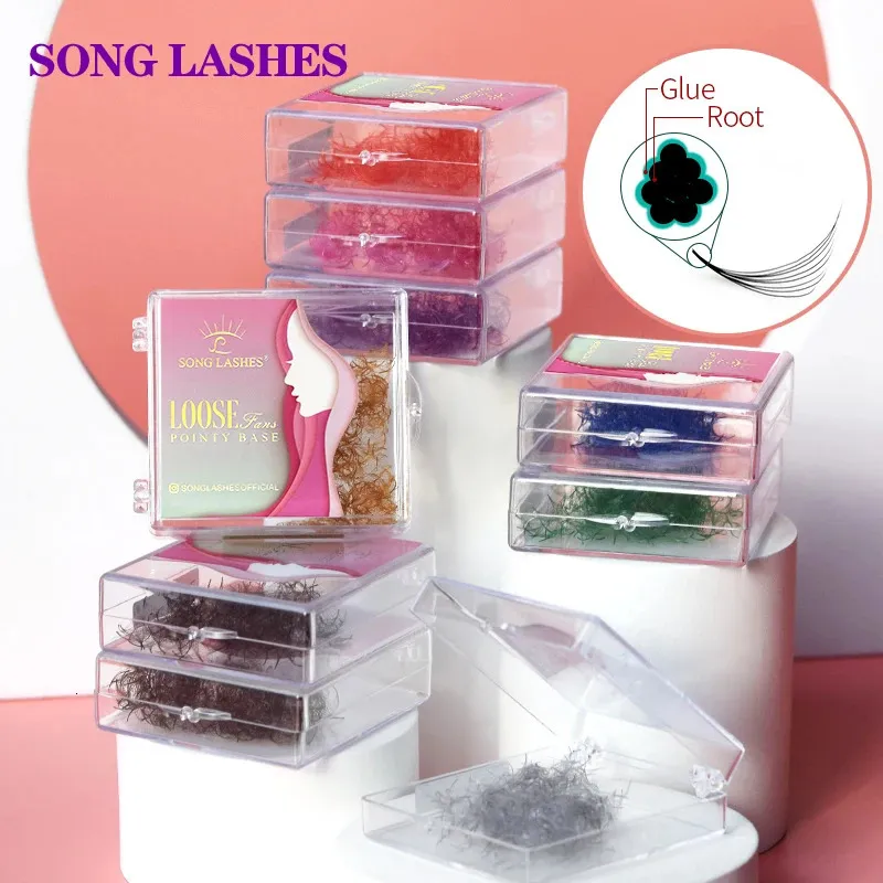 Pestañas postizas Song Lashes Color Abanicos sueltos Abanicos de volumen prefabricados 500 Pestañas de abanico Base puntiaguda 6D Abanicos de volumen prefabricados Extensión de pestañas 231018