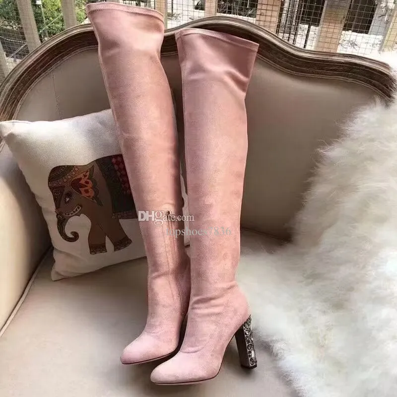 Bottes à talons hauts en cuir mat pour femmes, bas en cuir véritable sur le genou, chaussures habillées, défilé, fête, banquet, coupe ajustée, jupe courte, 35-41