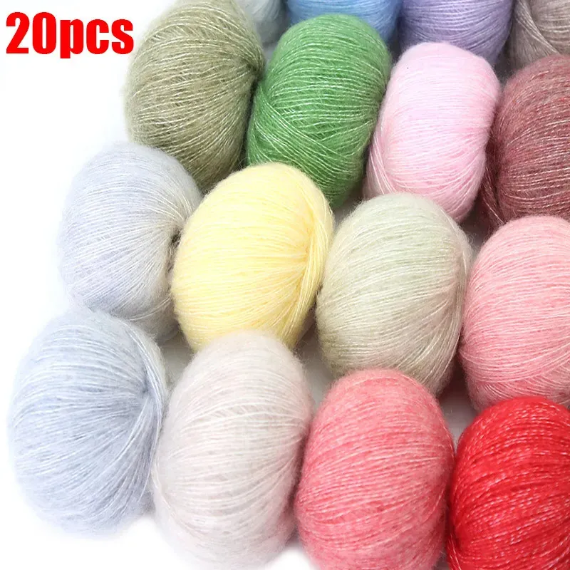 Tissu et couture 20 pièces fil Mohair Crochet fil de laine pour bébé respectueux de la peau pour tricoter pull châle 231017