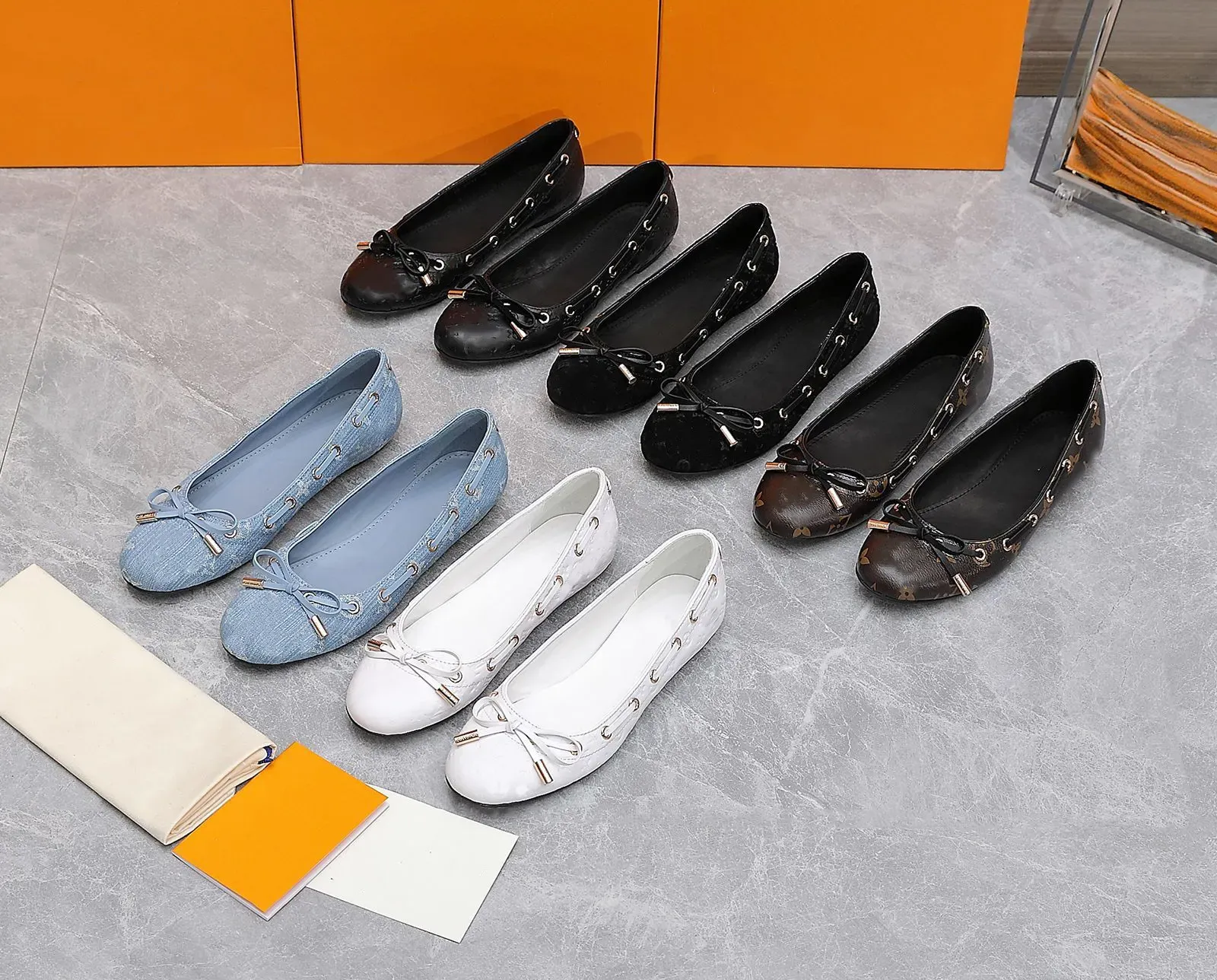 Real Leather Patchwork Women High Quality Bow Tie Flat Loafers Shoes New Ballet Flats Dress Shoes For Women Autumn Designer Brand