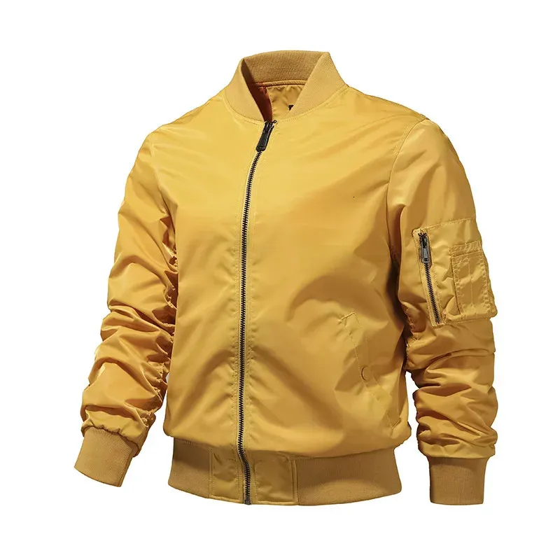 Men's Jackets Autumn winter High Quality Thick and Thin Solid Yellow Motorcycle Pilot Air Men Bomber Jacket S-5XL 231017