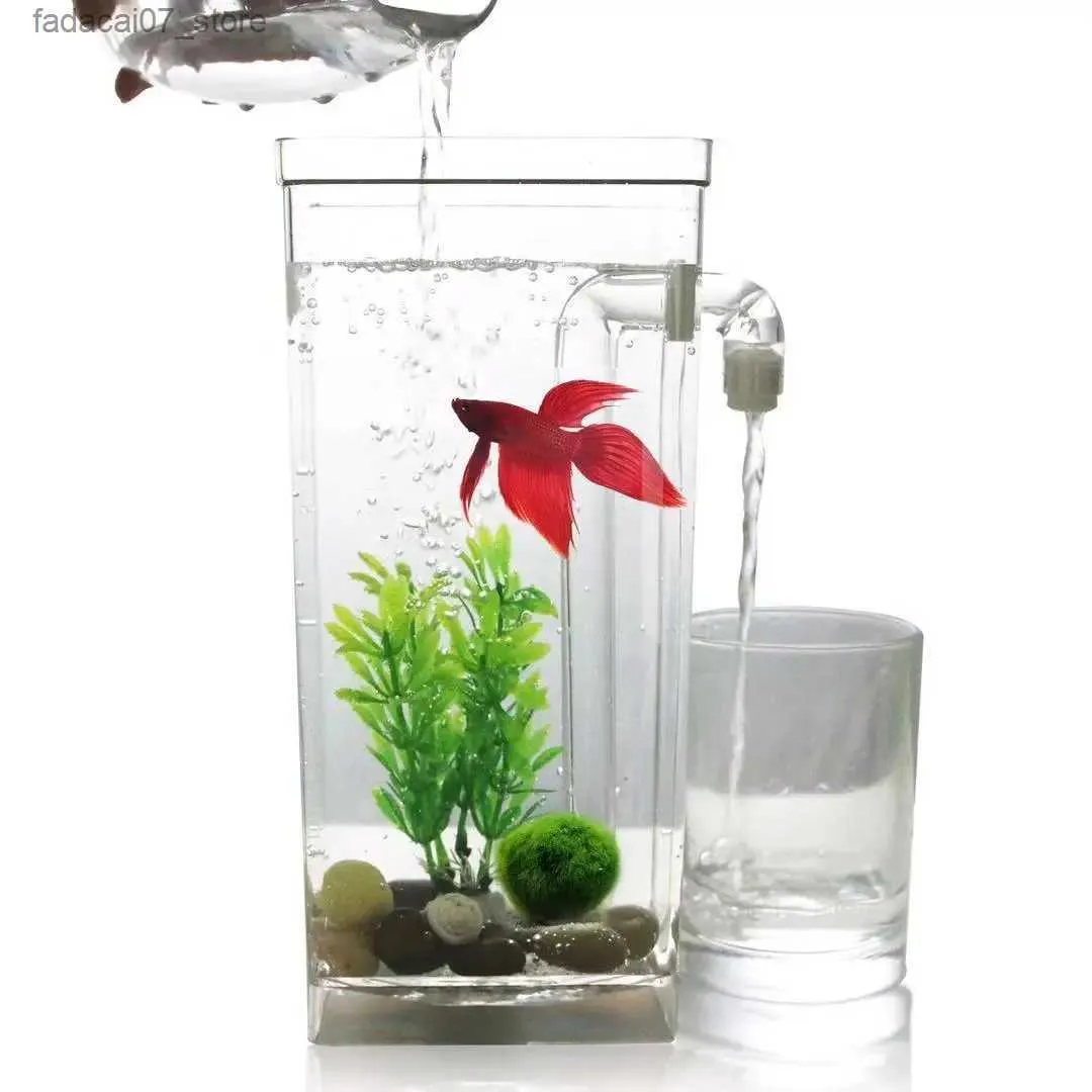 Creative Gold Fish Lamp Tank With Lazy Free Water Change Mini