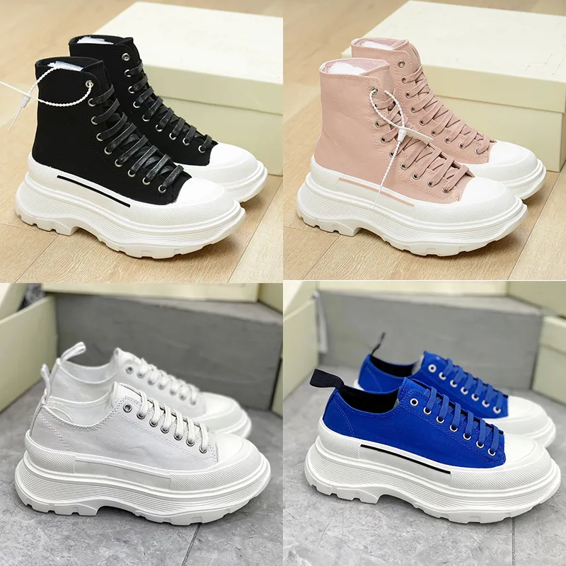 Designerskie bieżniki Slick Buty Kobiety pół kostki platforma butów buty białe czarne Magnolia Królewskie Blue Canvas Skórzane womany Sneakers Modne trenerzy