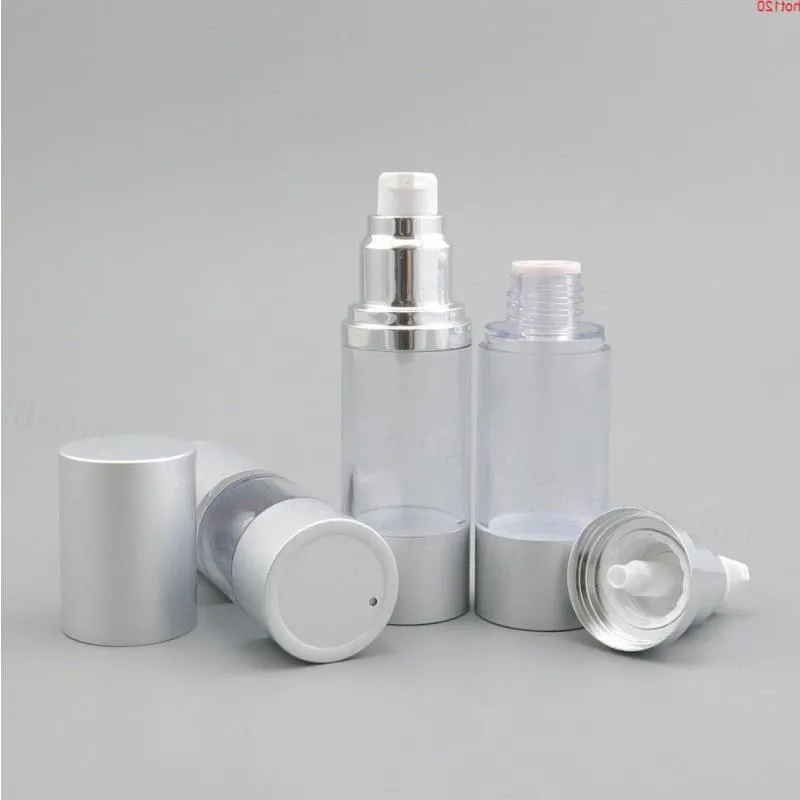 200 x 30ml Transparent Refillable Airless Lotion Pump Bottle With Silver Aluminum Over Cap 1oz Containersgood Iwdek