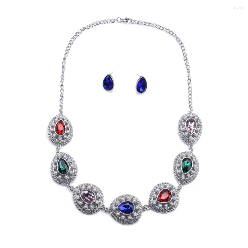 Collier ras du cou pour femmes et filles, brins faits à la main, bavoir en cristal, ensemble de bijoux fantaisie, goutte-