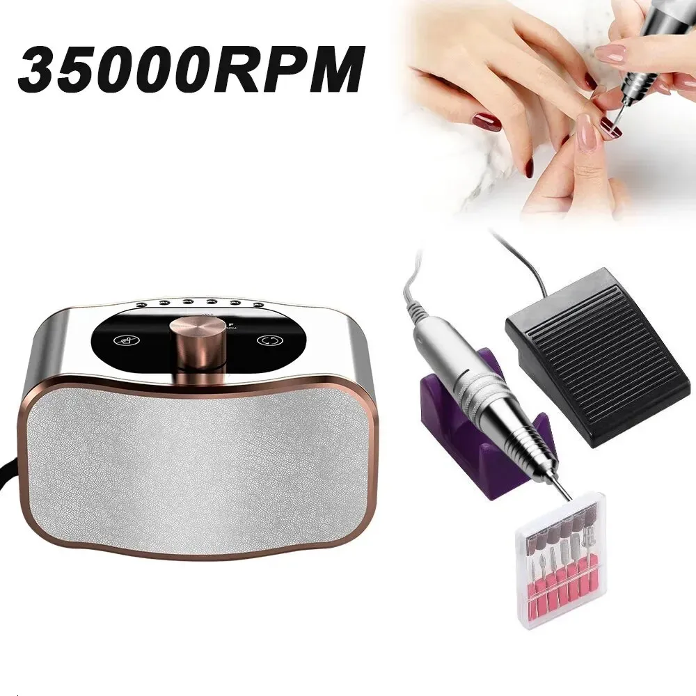Nail Manicure Set 35000RPM Professional Electric Art Drill Multifunctional Finger Toe Care 5pcs Cutter Bit 231017