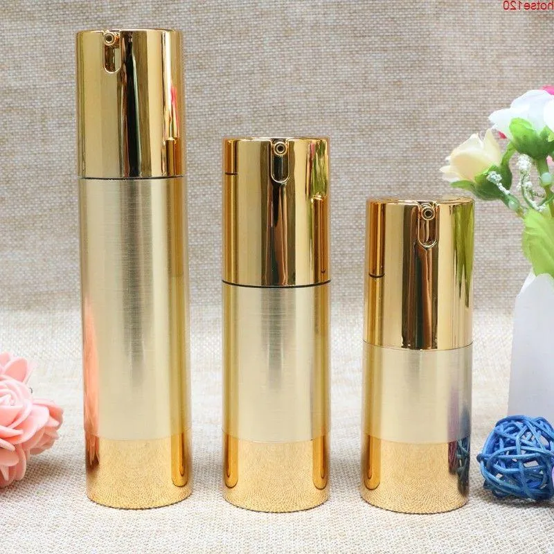 15ml 30ml 50ml Gold Top Quality Airless Vacuum Bottle Empty Cosmetic Containers Packaging for Liquid Makeup 10pcs/lotgoods Ekdlp