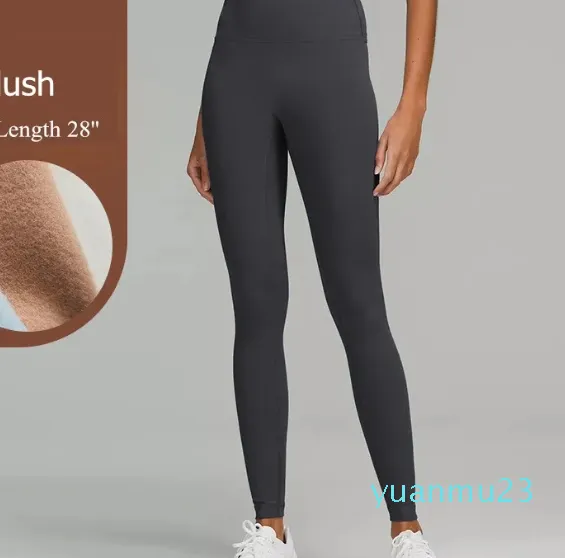 Pantalones de yoga de lana de felpa de cintura alta para mujer Otoño Invierno Fitness Leggings gruesos Elásticos de longitud completa Levantamiento de cadera Pantalones deportivos de entrenamiento para correr sin costuras en forma de T