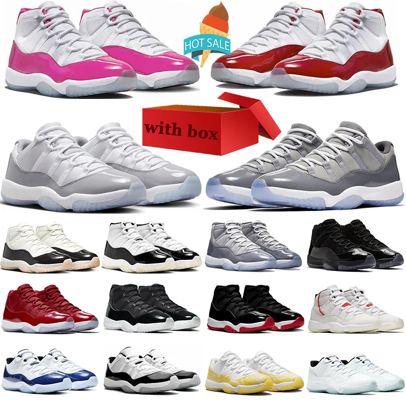 con scatola Scarpe da basket jumpman 11 grigio cemento ciliegia 11s rosa napoletano grigio freddo berretto e abito da giubileo scarpe da ginnastica da uomo scarpe da ginnastica da donna sportive all'aperto