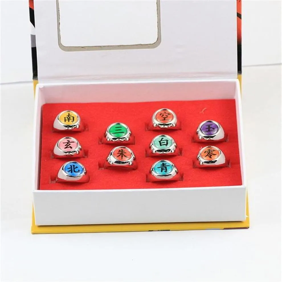 AKATSUKI Rings 10 Pcs Set NARUTO Cosplay Ring in Box With Chain | eBay