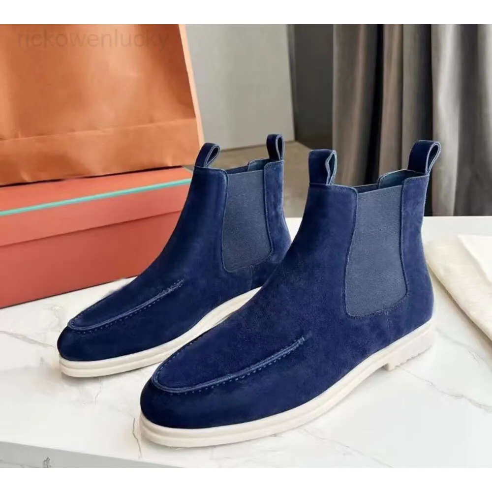 Loro Piana Mens Elastic Chelsea Boots White Sole Short Length