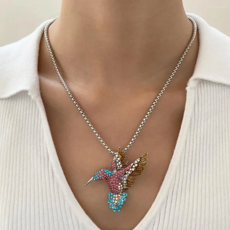 Colliers ras du cou en cristal colibri pour femmes, strass vert, Animal mignon, chaîne de clavicule, bijoux d'anniversaire