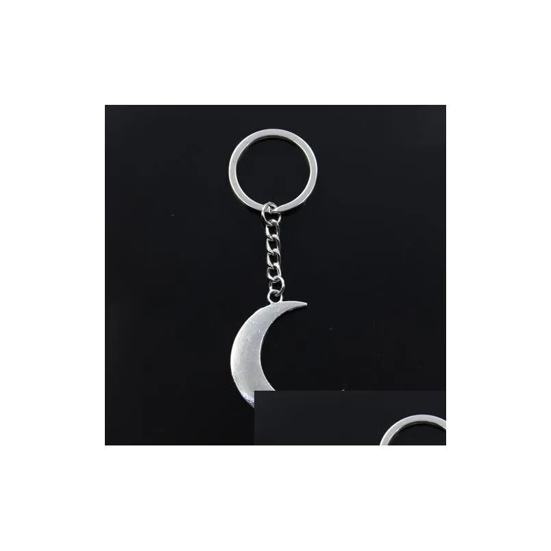 Nyckelringar nya 20st/parti DIY Key Ring Accessories Antik Sier Zinc Alloy Moon Charms Chain Keychain Jewelry Dhtlf