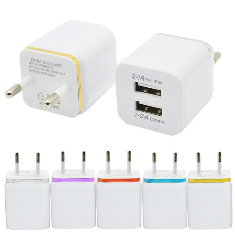 Metal Dual USB wall US plug 2.1A AC Power Adapter Wall Chlug 2 port for samsung galaxy note LG tablet huiaomi