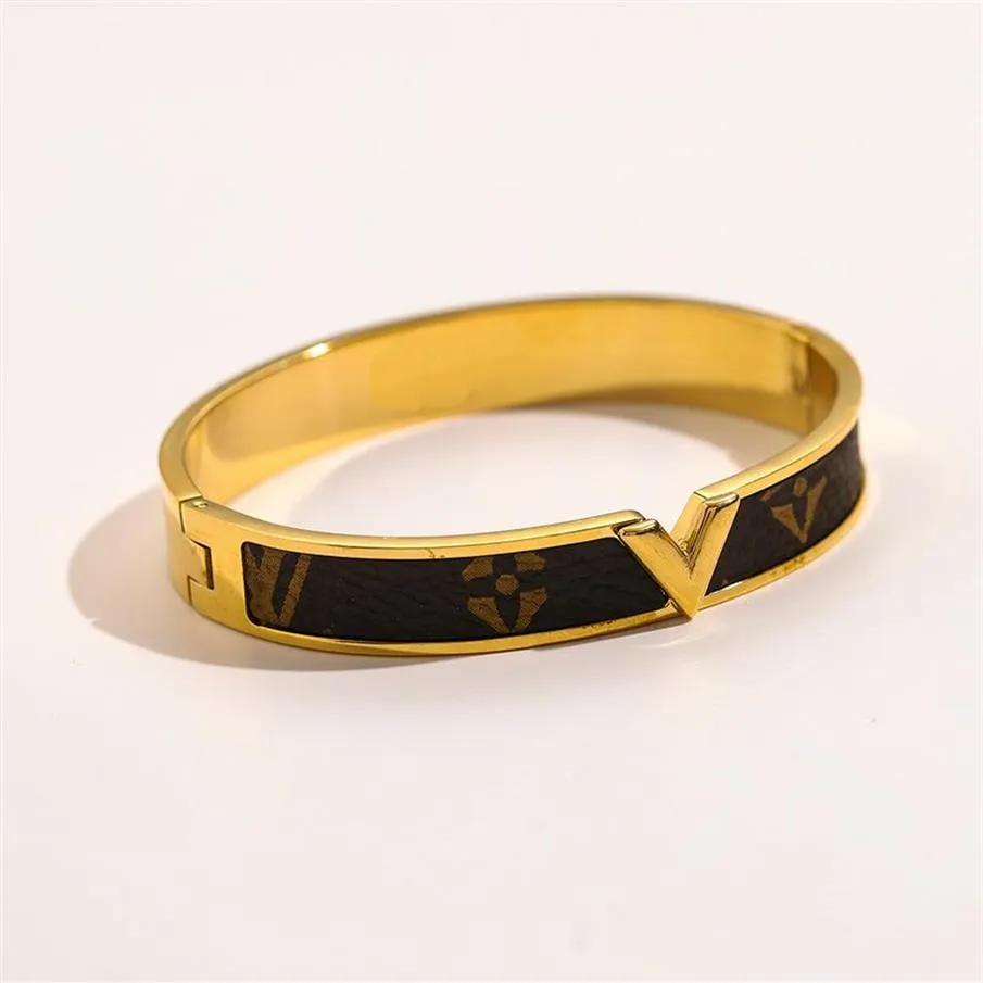 Moda 18k pulseira de ouro design clássico aço selo pulseira marca luxo letras pulseiras mulheres amor jóias gif2383