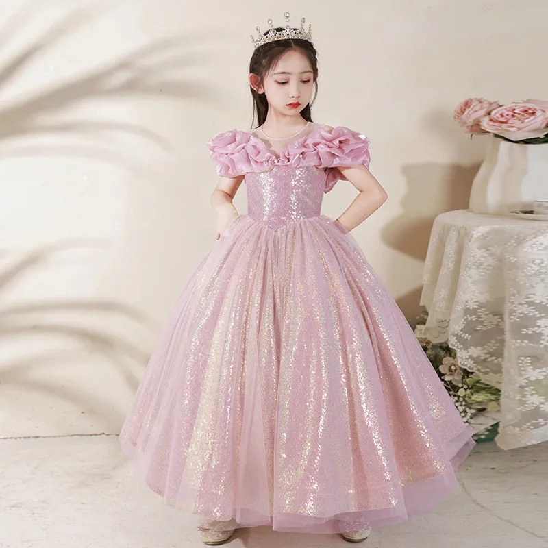 A Line Pink Dress Soft Tulle Gown for Kids Cute Girls' Birthday Dress –  Avadress